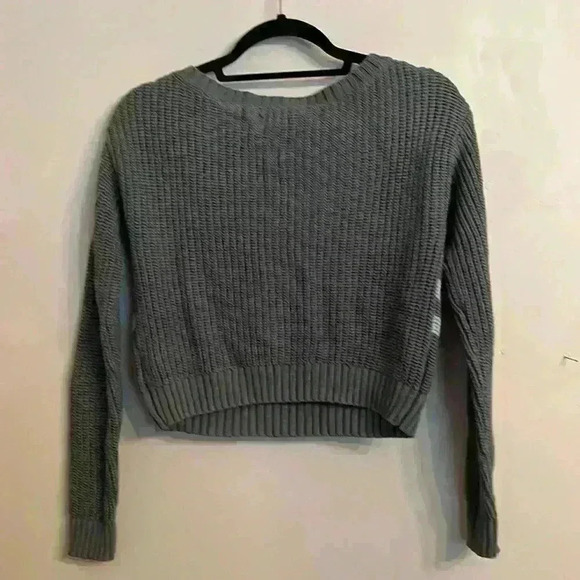 Aeropostale Cropped Chunky Sweater Green with Colorful Stripes XS - Picture 4 of 8